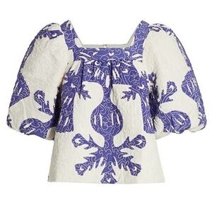 Sea New York quilted ‘Henrietta’ blouse - blue white - size M